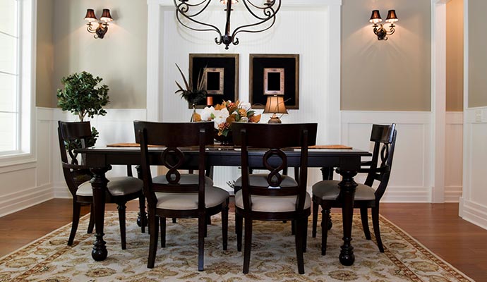 Dining and armchairs