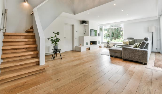 Fresh wood floor in a living room