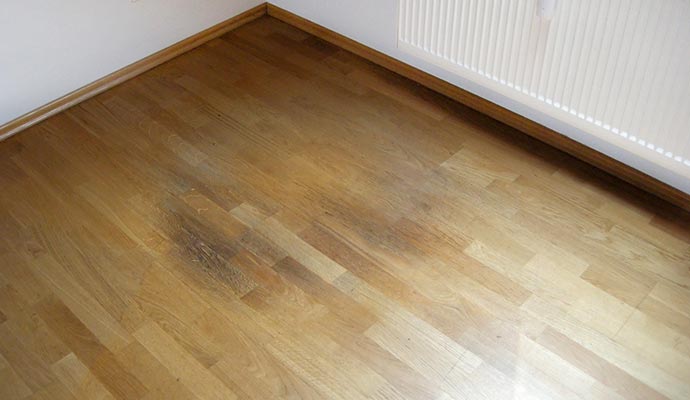 Scratched wooden floor